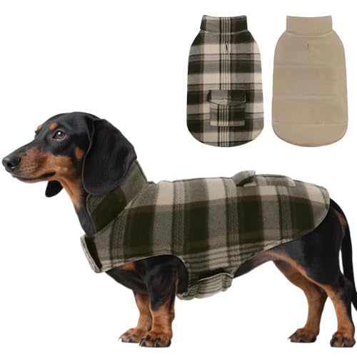 ASENKU Hundemantel für Kleine Hunde XS,Warme Hundemantel Winter, Fleece Hundejacke Reversible wasserdichte Winddichte Kalte Wetter Winterjacken & Wintermäntel mit Geschirr Loch