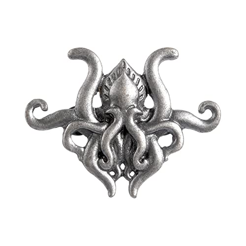 Broche en argent en forme de pieuvre Cthulhu H.P. Lovecraft Mythos Pin's en métal fait à la main unique en forme de poisson pour homme Accessoires de bricolage, Métal