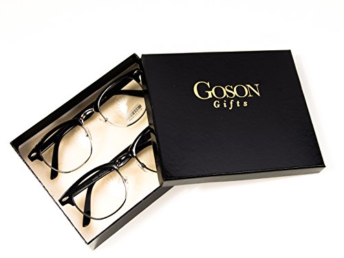 Image of Goson Vintage-Inspired Horn Rimmed Eyeglasses Stylish, UV400 Protection, Perfect for Retro Vintage Fashion, Parties, Outings