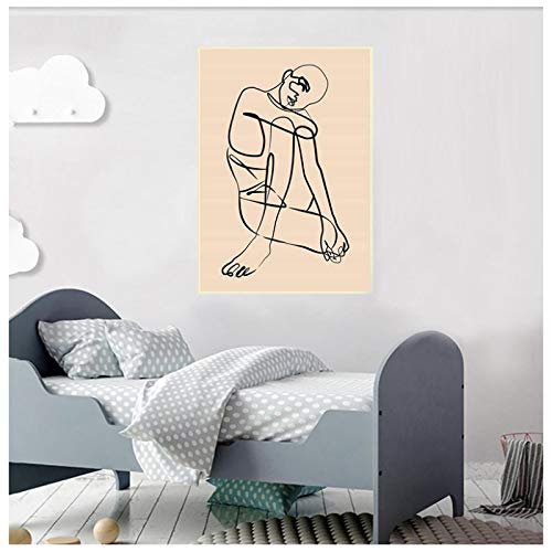 Cuadro lienzo abstracto de cuerpo de mujer póster boho 50x70cm 2
