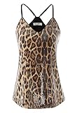 GRACE KARIN Women Sequin Sleeveless Party Camisole Tank Tops Size L,Leopard