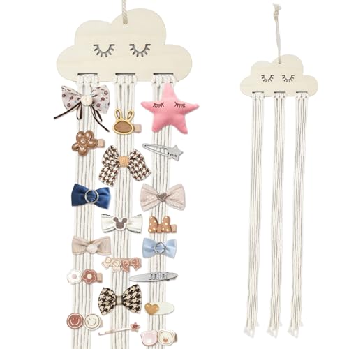 Dewocke Hair Accessories Storage, Cloud Shaped Wall Hanging Decor, Hair Bow and Headband Holder - Image 3