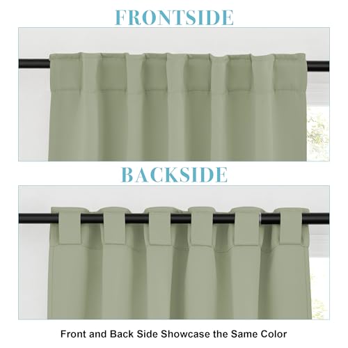 Image of RYB HOME Blackout Curtains for Bedroom, Window Shades Thermal Insulating Privacy Drapes for Living Room Classroom Kitchen Bathroom Dining, Wide 42 x Long 45 inch, Sage, 2 Panels