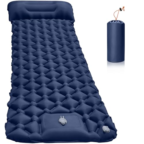XUNIVERS Isomatte Camping,Camping Luftmatratze mit FußpressePumpe & Kissen,Camping Matratze Outdoor,Aufblasbare Matratze Kompakte und Leichte für Wandern und Strand,Trekking,Outdoor