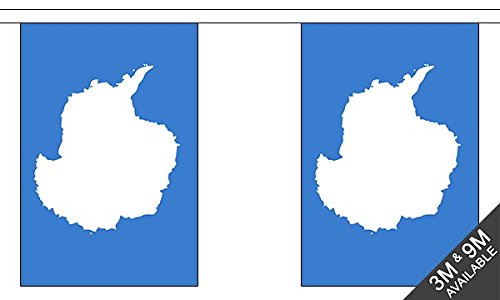 Flagtex Antarctica Fabric Bunting – 3m with 10 Flags – Indoor & Outdoor Decoration – String Flags Banners Antarctic Continent South Pole