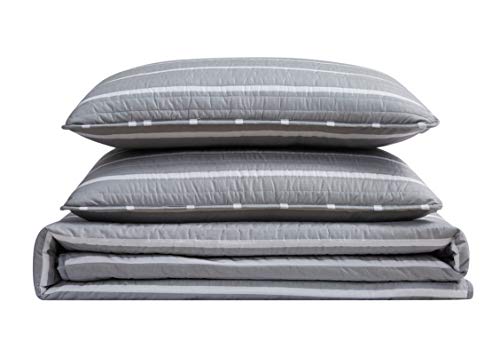 Truly Soft Maddow Stripe Grey Full/Queen 3-Piece Quilt Set #TOP3