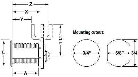 Miniatura 2 de Olympus Lock Cerraduras de leva rekeyable DCN4 Cerradura de llave cilíndrica 101 de 1-34 pulgadas, con llave igual Cerraduras de gabinete cromadas