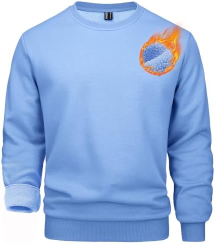 MAGCOMSEN Pullover Herren Warm Winter Gefütterte Sweatshirts Fleece Sweater | Rundhals Pulli, Ohne Kapuze, Hochwertiger Fleece-Futter,Warm Weich, Langarm Für Winter Herbst Arbeit&O
