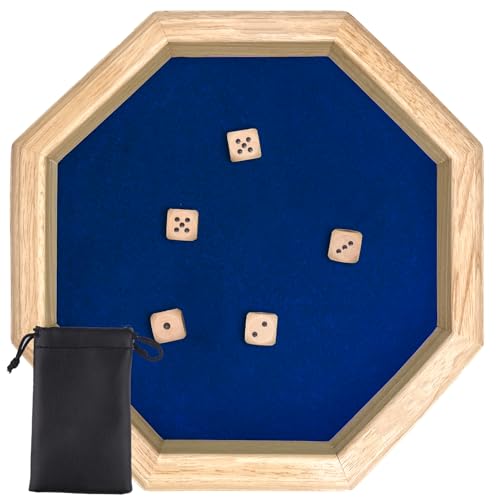 YeyeCyrilze Piste de dés, 30 CM/11,81 in Plateau de des en Bois,Plateau de des, Piste de des, Piste de des+Dés & Ceintures, Convient pour Plateau Jeu de Dés pour Les...