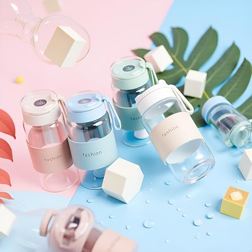Image of Mini Water Bottle - Small Glass Water Bottle, 340ml Leak-proof Travel Bottle for Kids, Girls, Boys Double-Walled Bottle for Baby, Coffee, Office, School, Picnic (Multicolour)