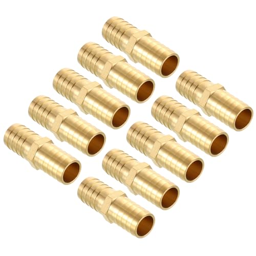 Kozelo Pack of 10 Brass Hose Barb Fittings 3/4"(19mm) Hose Barb to 3/4"(19mm) Fittings for Water Air Oil Gas Fuel Pipe Connections