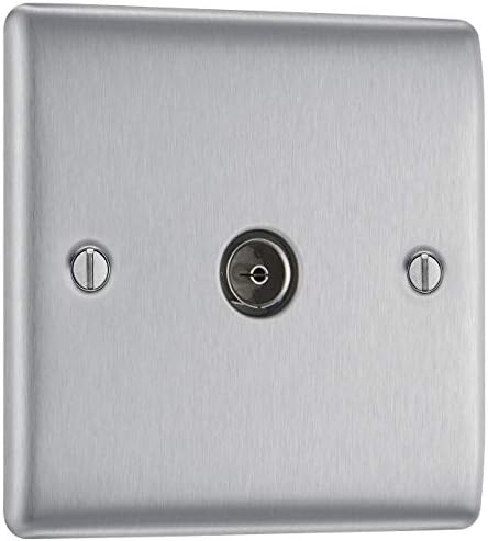 BG Electrical NBS22G-01 Double Switched Power Socket, Brushed Steel, 13 Amp