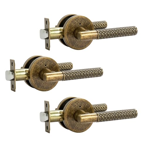 Foswdero 3 Pack Antique Brass Door Handle with Lock | Retro Hammered Grip by Foswdero - Used condition - US$88.19