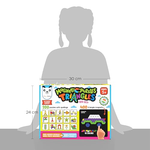 Image of PLAY PANDA Magnetic Puzzle Board with 400 Triangle Shapes & 200 Patterns for Kids