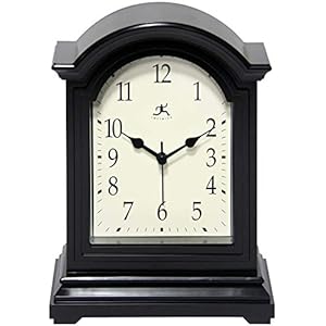 Infinity Instruments Miniature Grandfather Clock for Mantle, Vintage Tabletop Clock with Antique Design, 9″x6″, Black