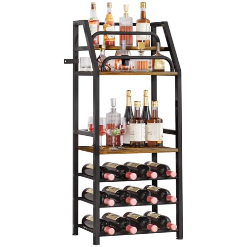 Yorbay Freistehendes Weinregal mit Erweiterte Regale: 3-Stöckiges Flaschenregal für 12 Flaschen - Metall-Holz Weinflaschenhalter mit Geländer und Lagerbereich für Bar Küche Esszimmer Yorbay Freistehendes Weinregal mit Erweiterte Regale: 3-Stöckiges Flaschenregal für 12 Flaschen - Metall-Holz Weinflaschenhalter mit Geländer und Lagerbereich für Bar Küche Esszimmer