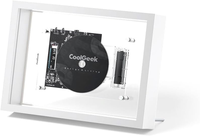 COOLGEEK M1 CD Player on a desk with its stand