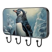 etoenbrc Mechanical Penguin Coat Hooks Wall Mounted,4 Iron Coat Hanger Hooks for Hanging Coats, Decorative Coat Racks for Wall Heavy Duty for Clothes Bag Key