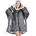 Toes Home Hoodie Decke Damen Oversize, Warmer Kuschelpullover Decken Blanket Hoodie, Weicher Sherpa Deckenpullover mit Kapuze Pullover Sweatshirt, Pulli Decke Schlafanzug für Erwachsene Jugendliche