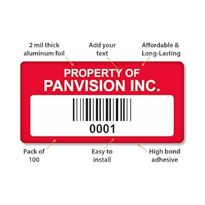 MyAssetTag Custom Asset Labels with Barcode | 0.75 x 1.5 100% Aluminum Foil Tags with High-Bond Acrylic Adhesive, Pack of 100, Made in USA