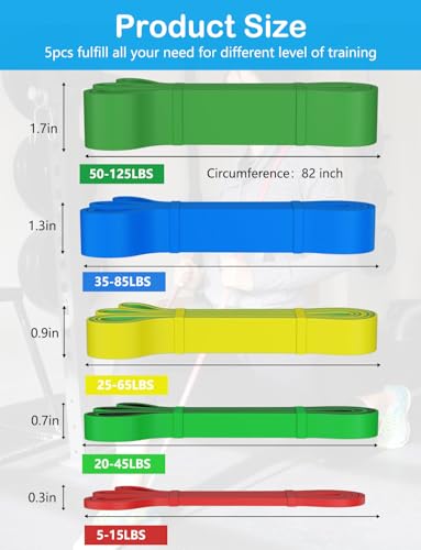 Image of Pull Up Bands, Resistance Bands Set, Exercise Workout Bands for Men & Women, Ideal for Body Stretching, Physical Therapy and Muscle Training