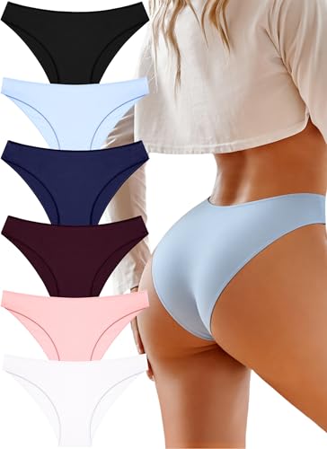 Image of UNDER THE SEA Cotton Underwear for Women 6 Pack Sexy Bikini High Cut Breathbale Cheeky Panties Underwear Womens Lingerie