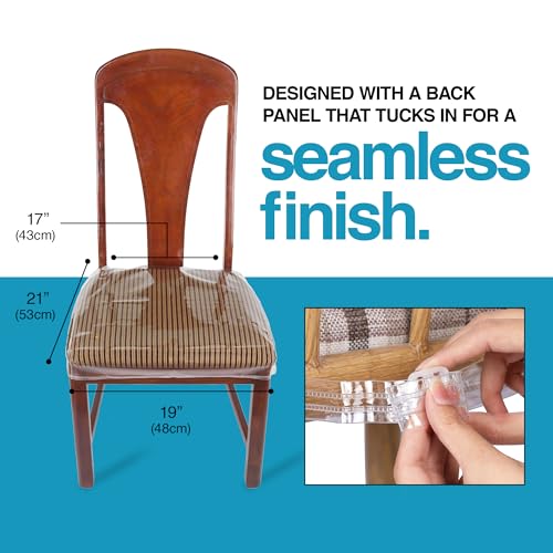 Houseables RCC-CL-02PK Plastic Chair Covers, Dining Chairs Fits 16 Inch – 18 Inch Seats, 2 Pack, Clear, Adjustable, Pvc, Waterproof Protector, Vinyl Cover, Kids Seat Slipcover thumb #1