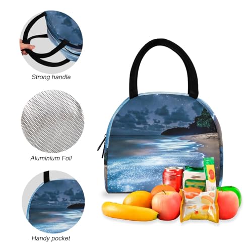Backpack Lunch Box Set Large Capacity Travel Backpacks and Insulated Lunch Bag for Commute Hiking Picnic Shining Beach Print4
