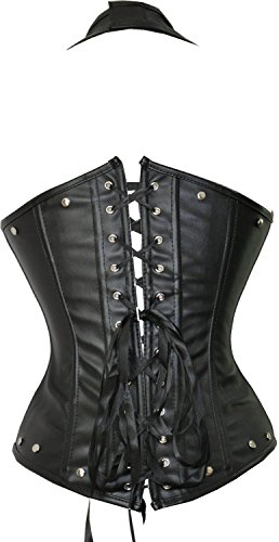 Blidece Womens Fashion Pu Leather Halter Shoulder Straps Underbust Corset Top, Natural Waist: 24Inch - 25Inch/S, Black #TOP1