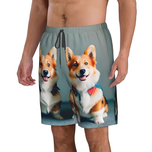 Wearing Clothes Cute Corgi Dogs Print Stylish Beach Shorts Swim Trunks Lightweight Breathable Summer Outdoor Activities2