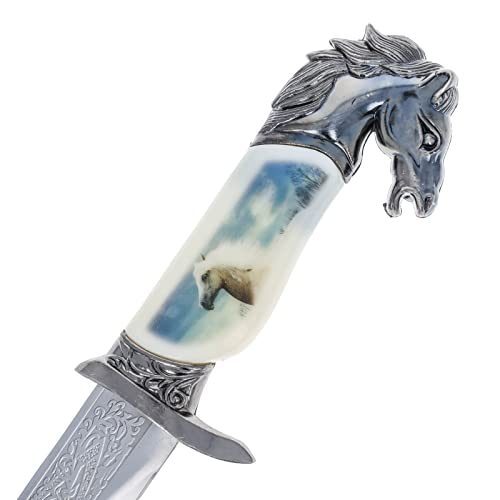 Asr Outdoor 13 Inch Decorative Wild Horse Etched Blade Collectors Hunting Knife, Ornamental Scabbard And Handle #TOP3