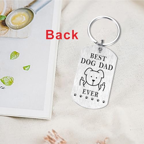 Image of Laluminter Fathers Day Dog Dad Gifts - Best Dog Dad Ever Keychain - I Woof You Gift from Doggy to Daddy