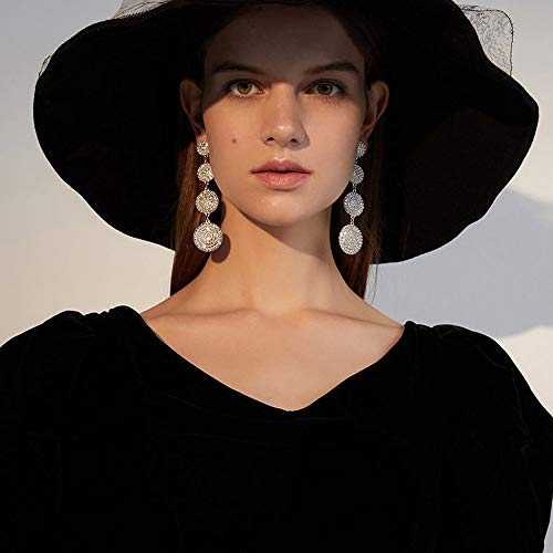 Fashion Women Silver Rhinestones Circle Earrings Long Chain Drop Dangle Earrings Jewelry3