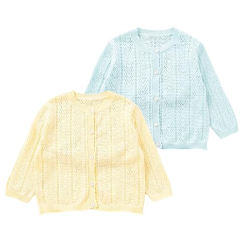 Tricot cardigans à manches longues avec motifs ajourés pour fillettes