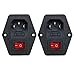 Baomain 3 Pin Power Socket Switch, AC 10A 250V Inlet Module Plug Fuse Switch, Brass Contact Rocker Switch, IEC320 C14 Male Power Socket w Switch (2 PCS)