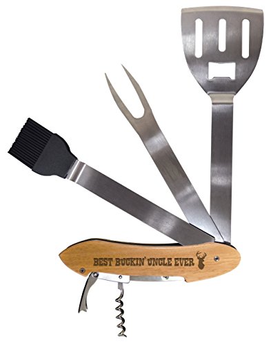 ThisWear Birthday Gift for Uncle Best Buckin Uncle Ever BBQ Grill Multi Tool Barbecue Spatula Deer Head