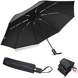 Regenschirm Sturmfest Klein, Folding Zusammenfaltbar Ohne zu Tropfen Klein Kompakt Damen Herren Taschenschirm Stabil Mit 10 Streben Dank Reverse Auf Zu Automatik Reflektoren Am Ran