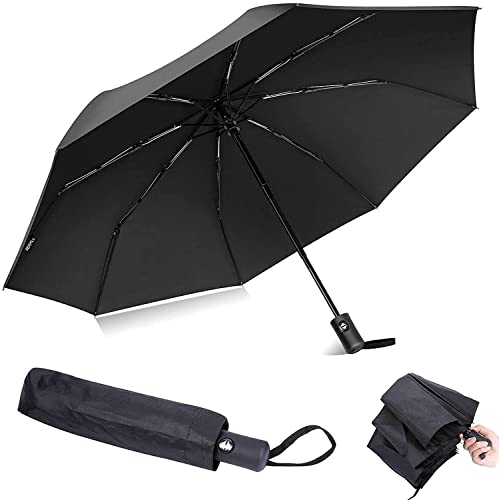 AWZROXWN Parapluie Pliant Automatique, Parapluie de Golf Parapluie Noir Pliant Homme/Femme Compact, Anti-UV Soleil Parapluies Pliants à Ouverture/Fermeture Cover