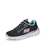 Skechers Niñas Summits Simply Special Zapatillas, Black Mesh/Turquoise Trim, 37 EU