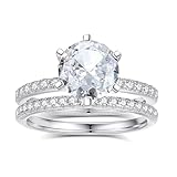 KnSam Echtgold Schmuck Weißgold 18K Trauringe, Klassiker Solitärring mit Moissanit, Pärchen Ringe Gold 750, Gr.56 (17.8)