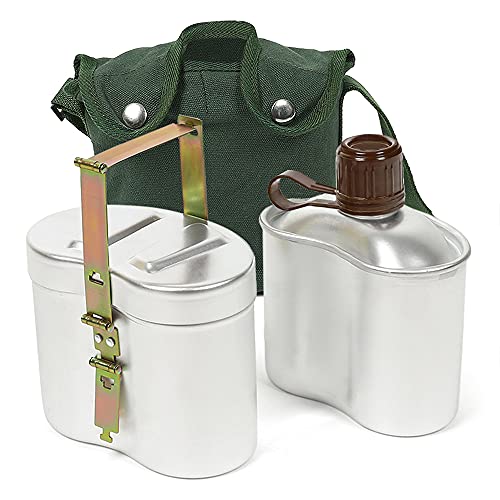 Set de Cantimplora Portátil de Aluminio GOTOTOP con Taza y Funda, Equipo de Cocina Ligero para Camping y Senderismo