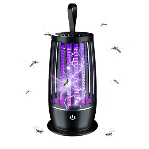 Lámpara Antimosquitos Electrico,Mata Mosquitos Electrico 5V 5W 395nm UV Lampara,Carga USB Lampara Antimosquitos & Luz Nocturna,para Interiores y Exteriores (Negro)