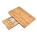 Käsebrett mit Werkzeug - Bambus-Käsebrett mit integriertem Spezialbesteck-Schneidwerkzeugfach, 15,6 * 10,8 * 1,1 Zoll