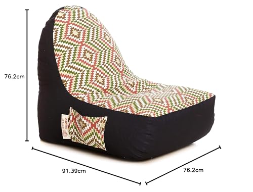 Image of Style Homez Urban Design Denim Canvas Ikat Printed Bean Bag XXL Size Filled with Beans Fillers