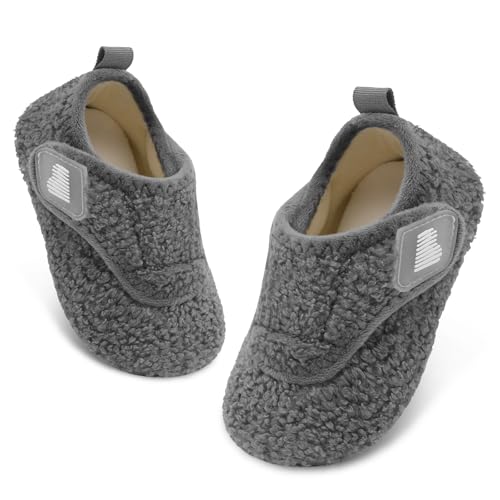 BARERUN Toddler Slippers Boys Girls House Shoes Warm Kids Slippers With Non-Slip Rubber Sole Fuzzy Cozy Walking Shoes Indoor/Outdoor