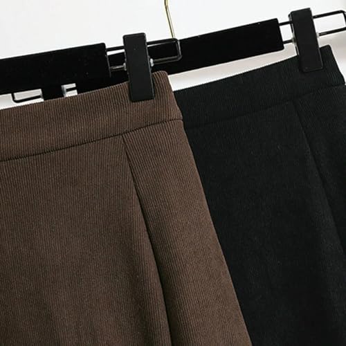 Casual Stretchy Plus Size Skirt Women Winter Keep Warm High Waist Elastic A Line Skirt Elegant Long Skirts-Brown-0Xl4