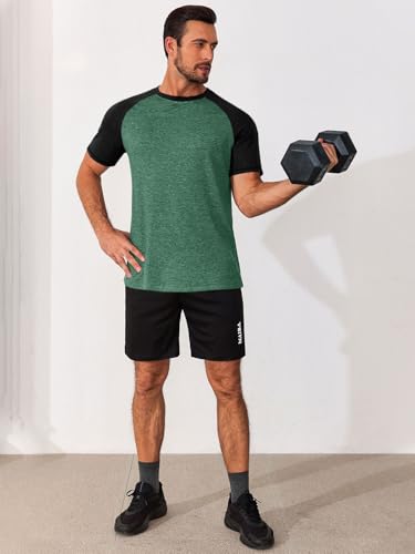 Image of Runcati Mens Casual Slim Fit T Shirts Raglan Short Sleeve Crewneck Baseball Tees Color Block Workout Fashion Shirt