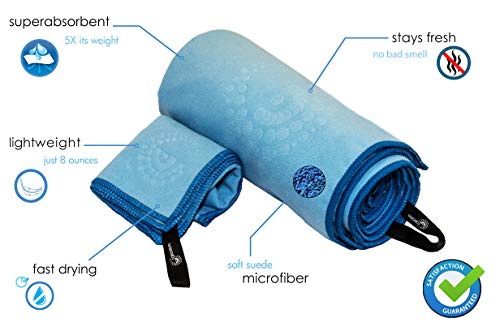 Premium Microfiber Sports, Camping & Travel Towel - Includes Bonus Small Hand, Face Sports Towel And Mesh Bag. Quick-Dry, Compact. With Hook. Xl Large (55 X 27 Inches) #TOP1