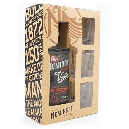 Nemiroff Vodka Original in Geschenkset inkl. 3 Schnapsgläser (700ml)