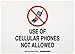 Brady 95502 14" Width x 10" Height B-401 Plastic, Black and Red on White Sign, Legend "Use Of Cellular Phones Not Allowed"